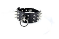 Black Spiked BDSM Collar – Leather Submissive Collar with O-Ring