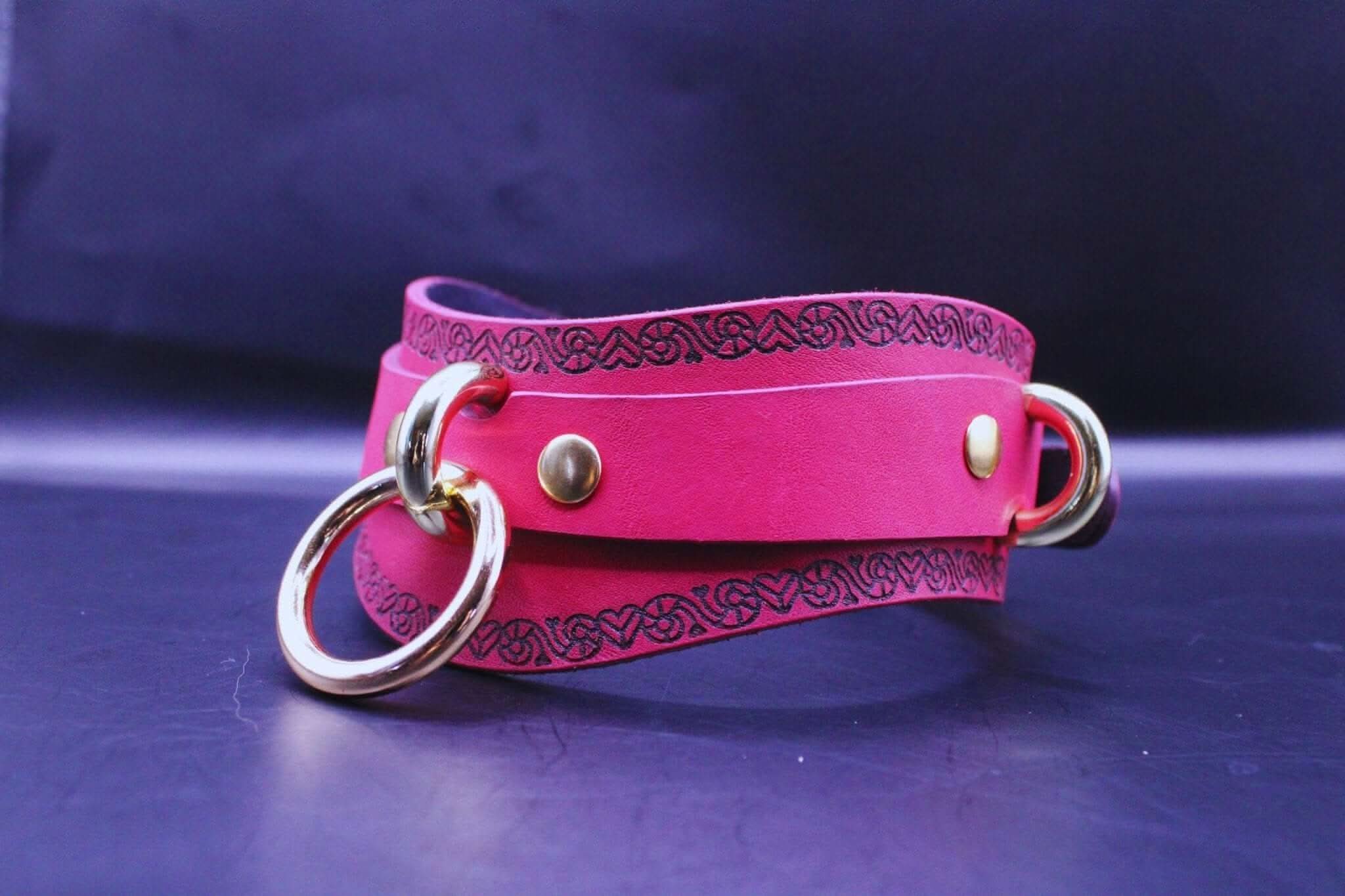 Collars For Women Pink Heart Pattern Choker with O-Ring