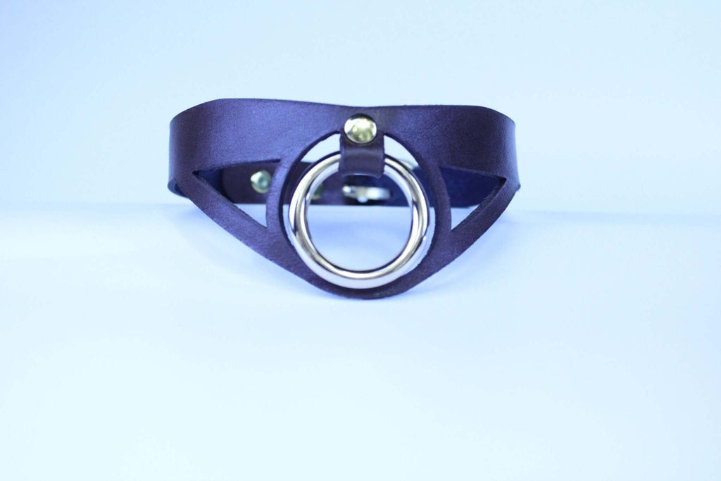 Choker Collar Minimalist BDSM Collar with Statement Ring  Elegant
