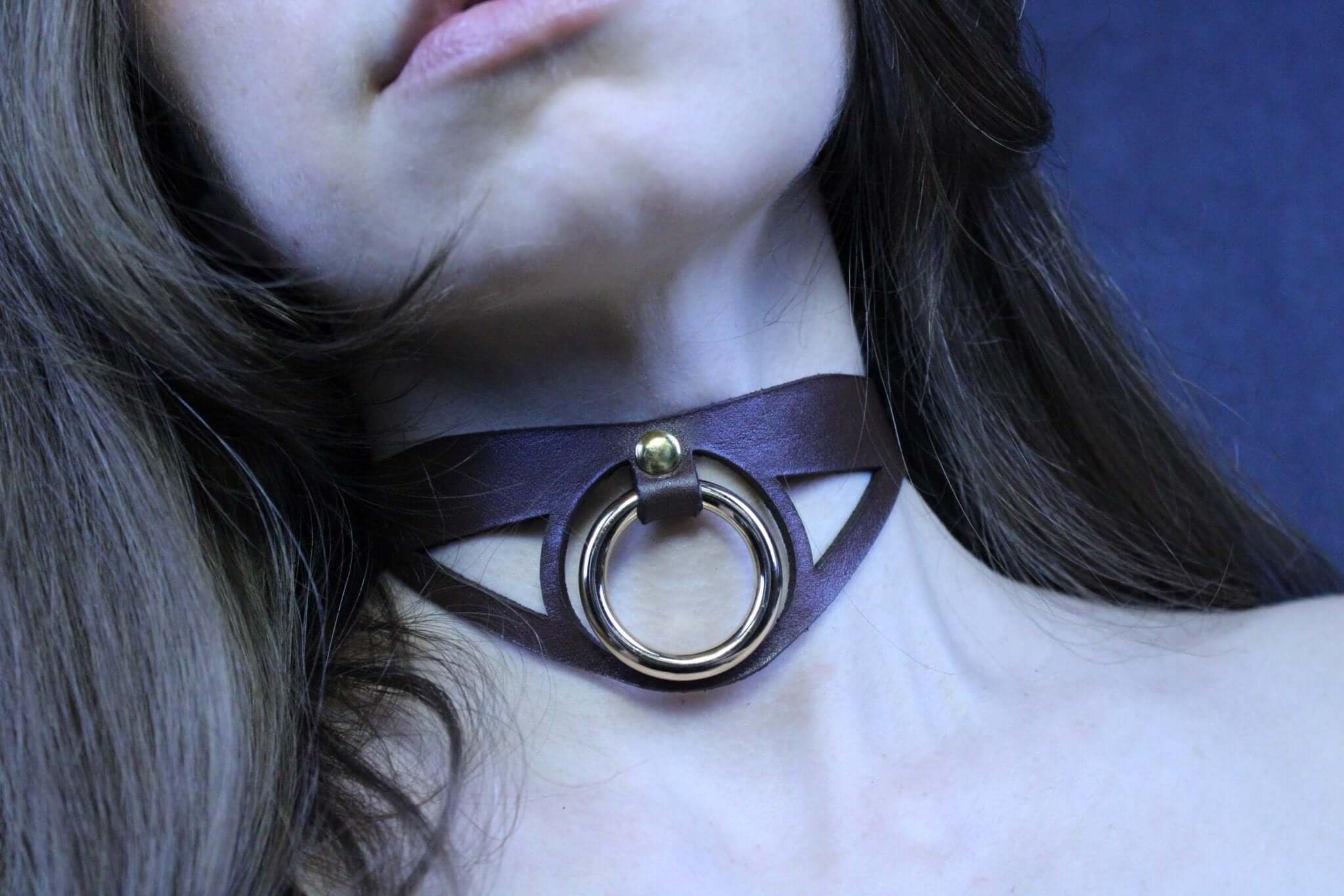 Choker Collar Minimalist BDSM Collar with Statement Ring  Elegant